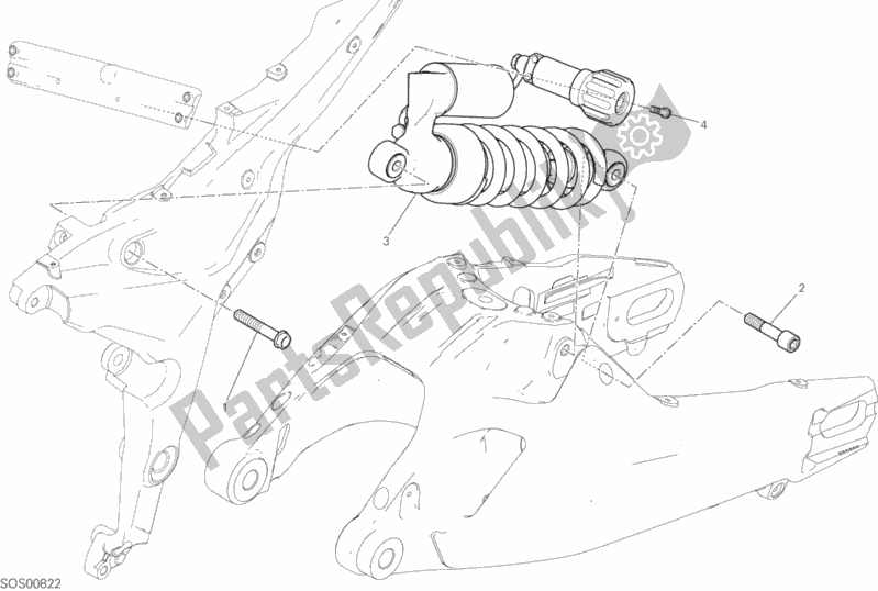All parts for the Rear Shock Absorber of the Ducati Multistrada 950 Touring Thailand 2017